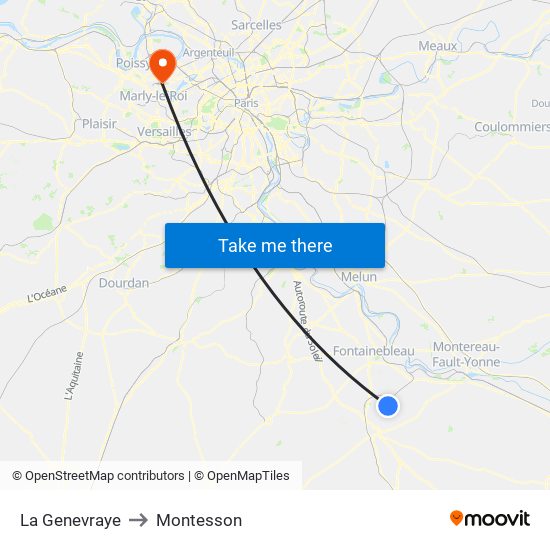 La Genevraye to Montesson map