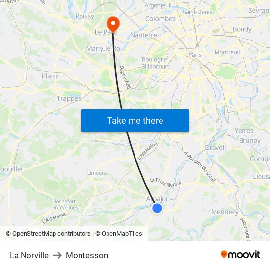 La Norville to Montesson map