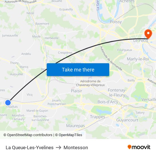 La Queue-Les-Yvelines to Montesson map
