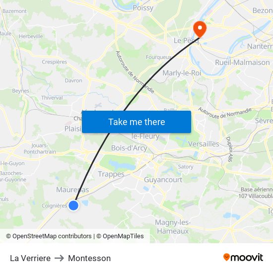 La Verriere to Montesson map