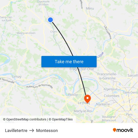 Lavilletertre to Montesson map