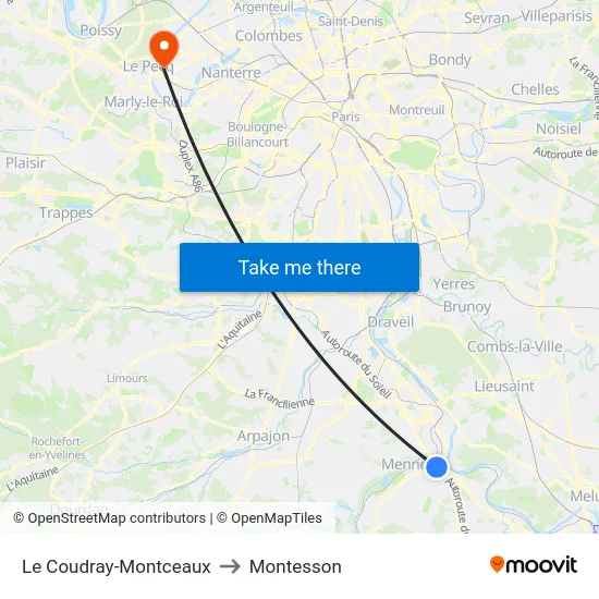 Le Coudray-Montceaux to Montesson map