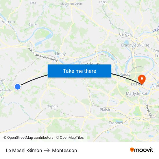 Le Mesnil-Simon to Montesson map