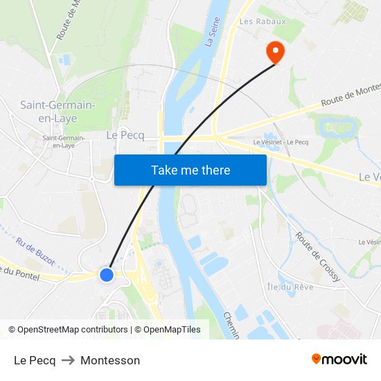 Le Pecq to Montesson map