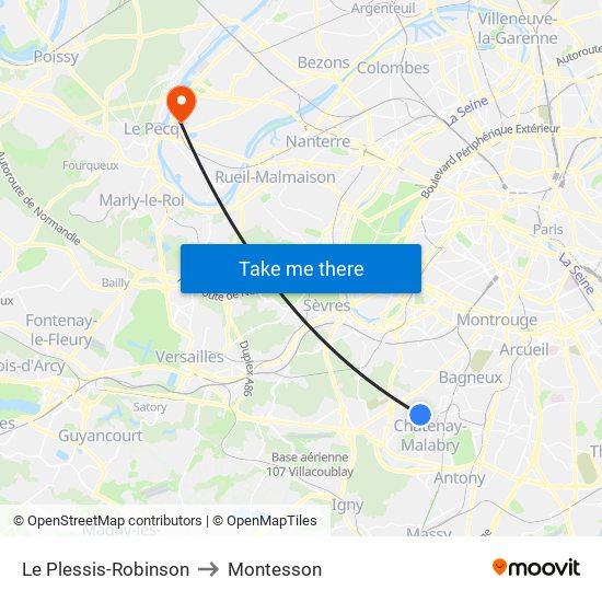 Le Plessis-Robinson to Montesson map