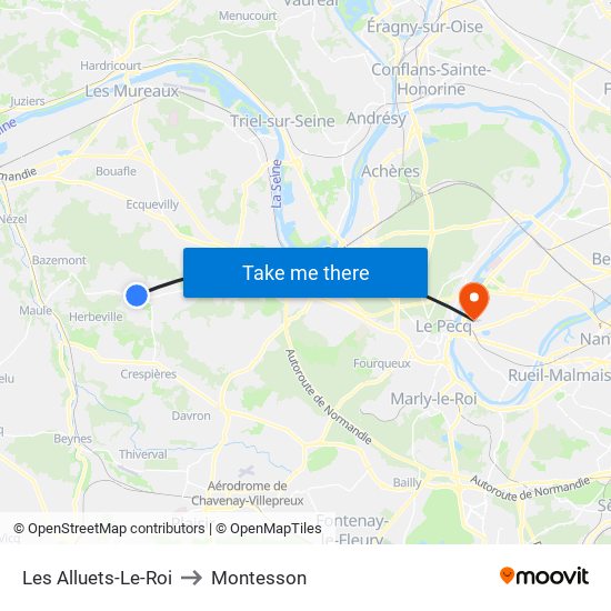 Les Alluets-Le-Roi to Montesson map