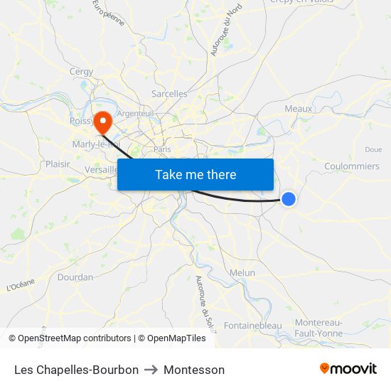 Les Chapelles-Bourbon to Montesson map