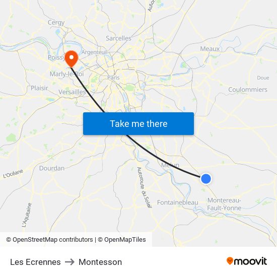 Les Ecrennes to Montesson map