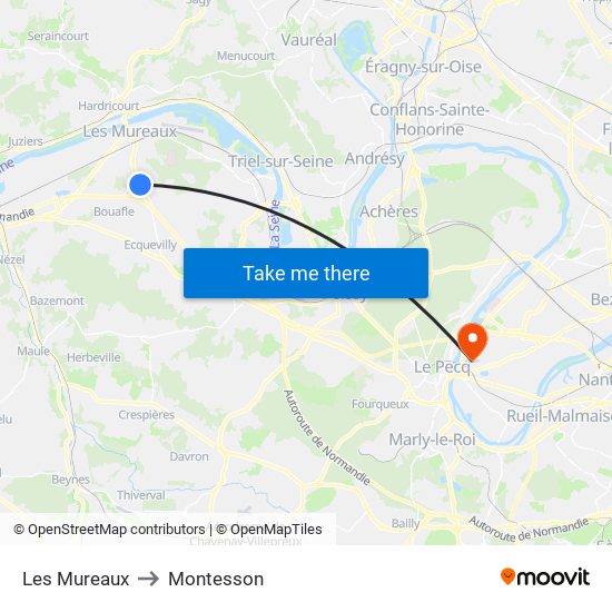 Les Mureaux to Montesson map