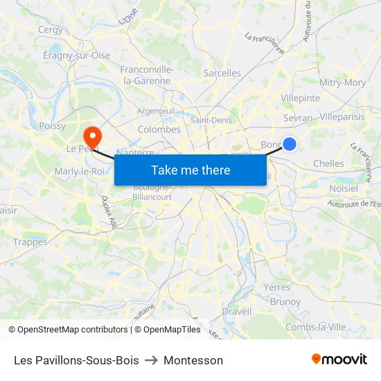 Les Pavillons-Sous-Bois to Montesson map