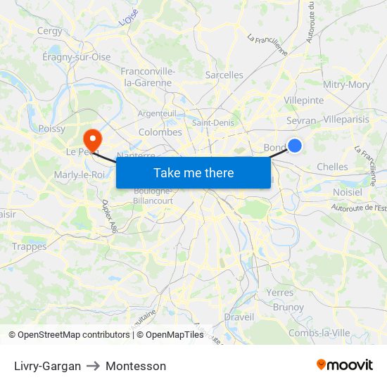 Livry-Gargan to Montesson map