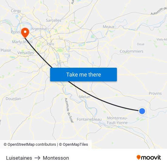 Luisetaines to Montesson map