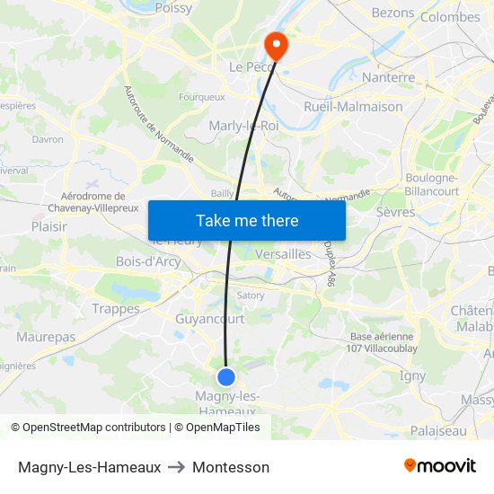 Magny-Les-Hameaux to Montesson map