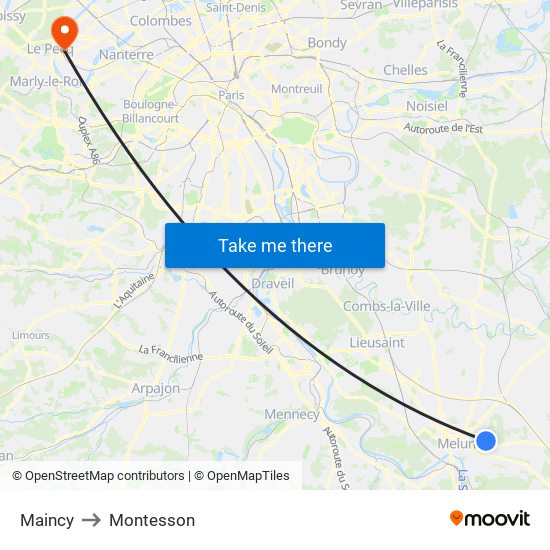 Maincy to Montesson map