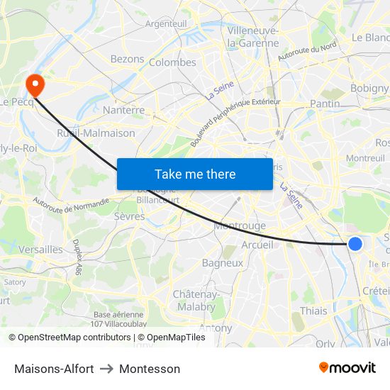 Maisons-Alfort to Montesson map