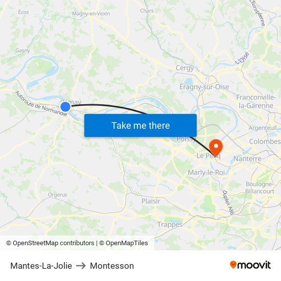 Mantes-La-Jolie to Montesson map