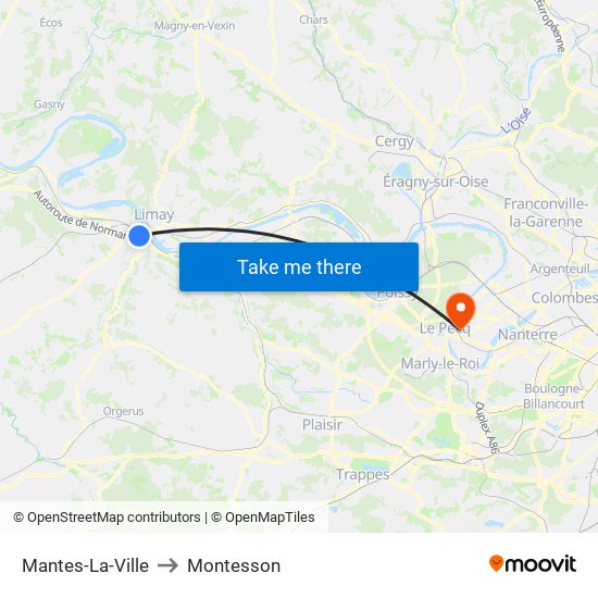 Mantes-La-Ville to Montesson map