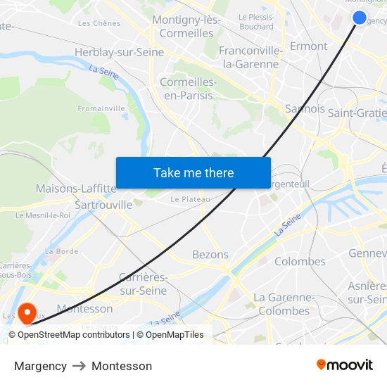 Margency to Montesson map