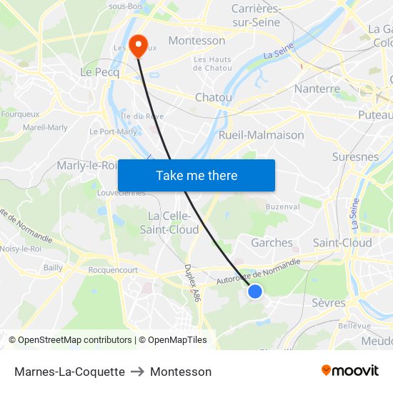 Marnes-La-Coquette to Montesson map