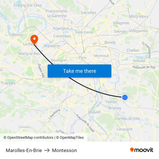 Marolles-En-Brie to Montesson map