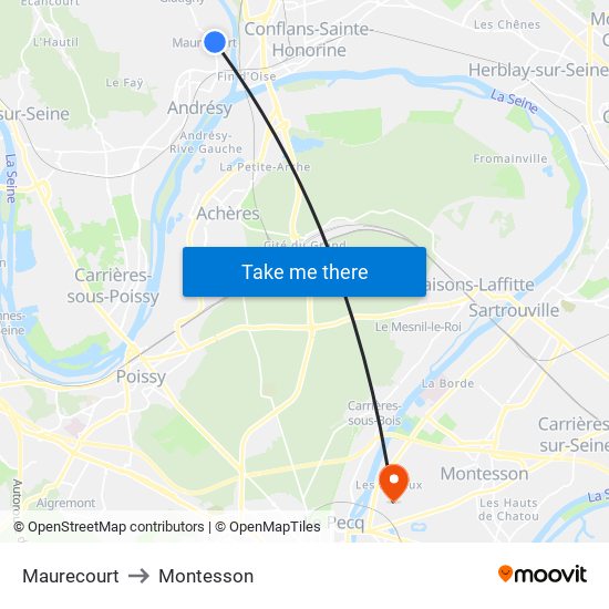 Maurecourt to Montesson map