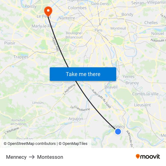 Mennecy to Montesson map