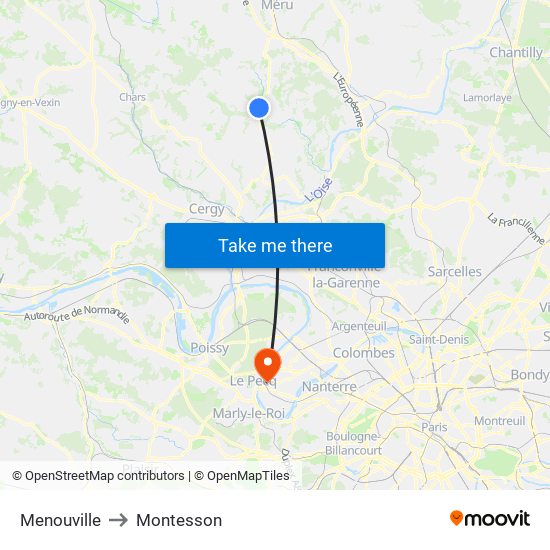 Menouville to Montesson map