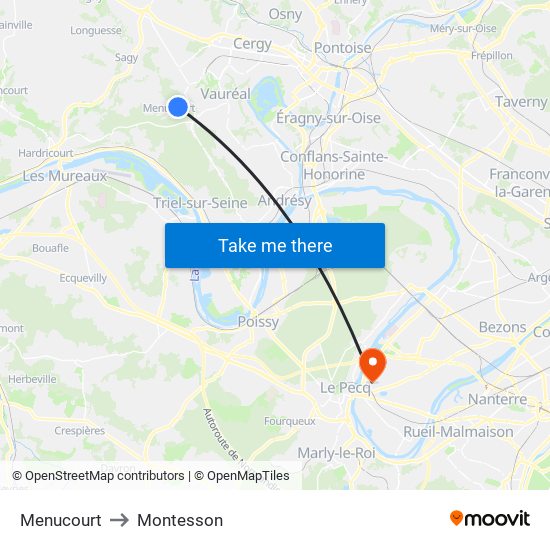 Menucourt to Montesson map