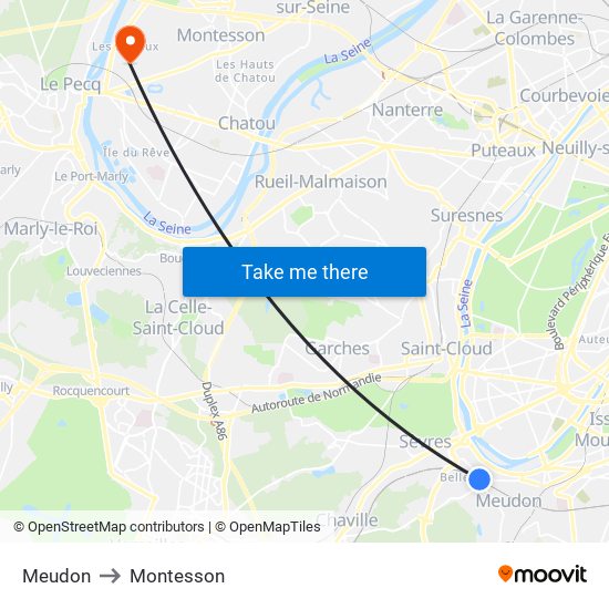 Meudon to Montesson map