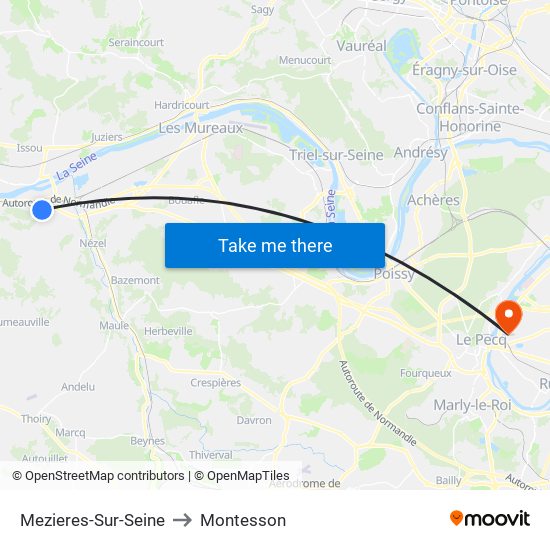 Mezieres-Sur-Seine to Montesson map
