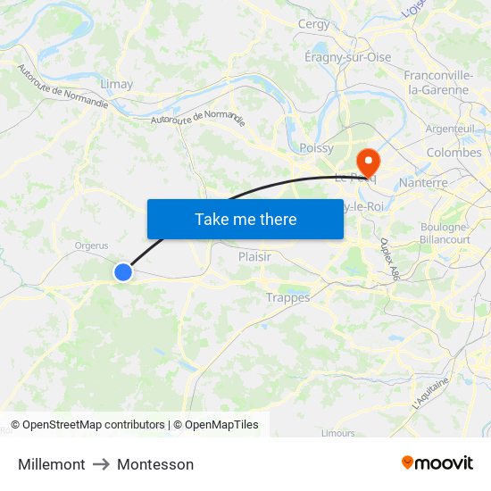 Millemont to Montesson map