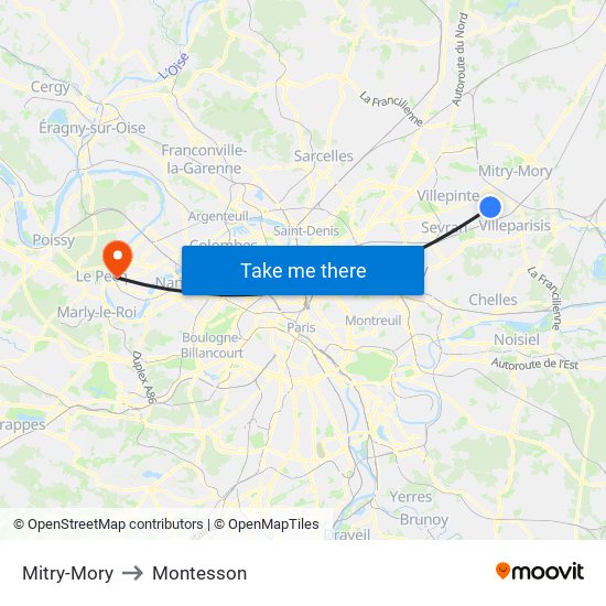 Mitry-Mory to Montesson map