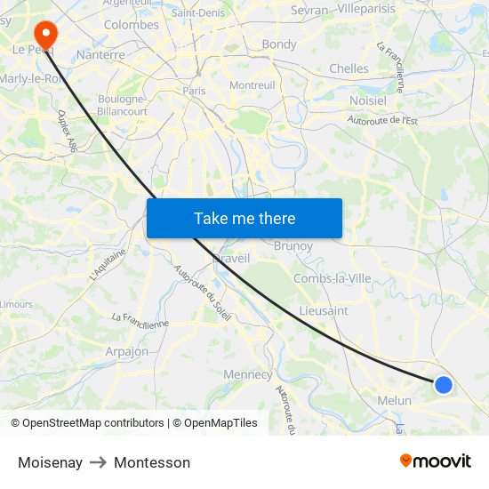 Moisenay to Montesson map