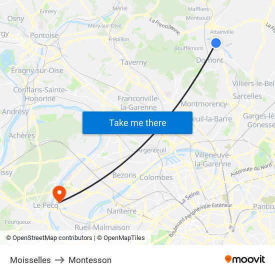 Moisselles to Montesson map
