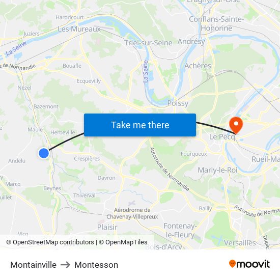 Montainville to Montesson map