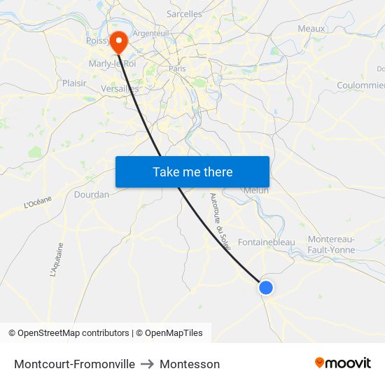 Montcourt-Fromonville to Montesson map