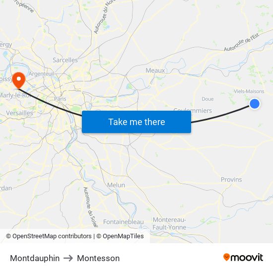 Montdauphin to Montesson map