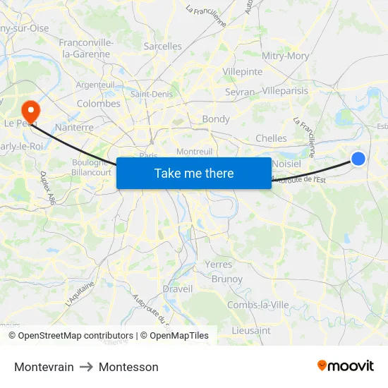 Montevrain to Montesson map
