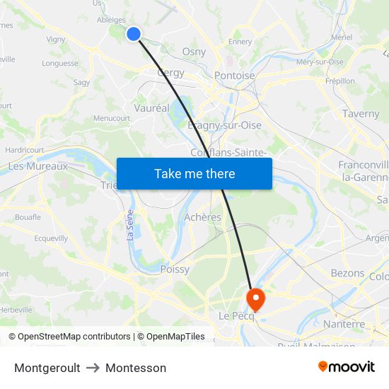 Montgeroult to Montesson map