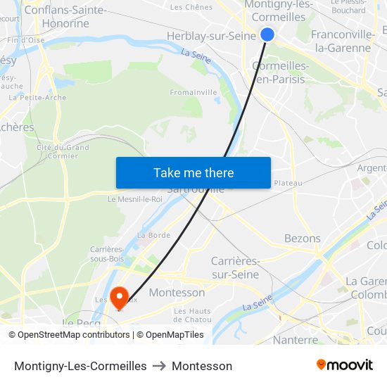 Montigny-Les-Cormeilles to Montesson map