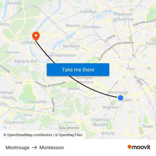 Montrouge to Montesson map