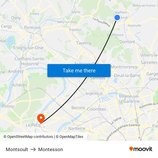 Montsoult to Montesson map