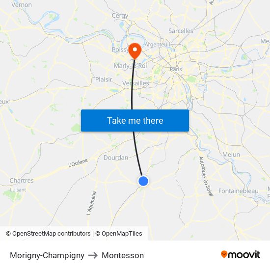Morigny-Champigny to Montesson map