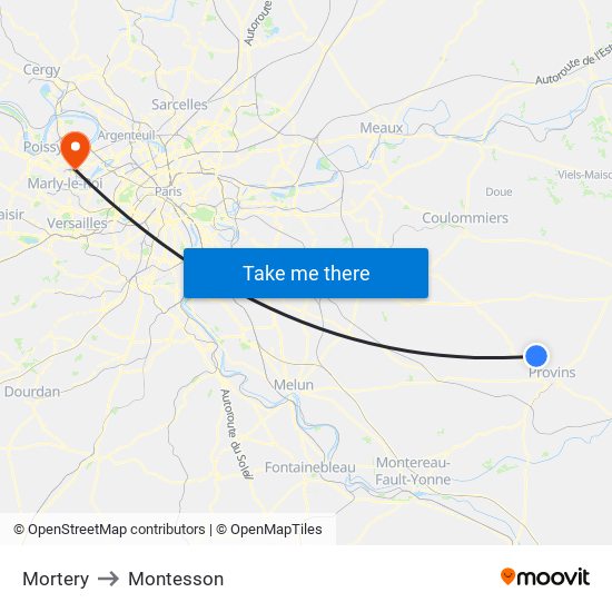 Mortery to Montesson map