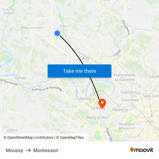 Moussy to Montesson map