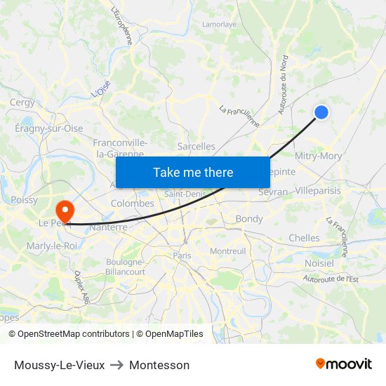Moussy-Le-Vieux to Montesson map