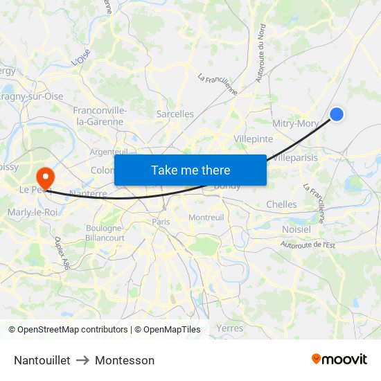 Nantouillet to Montesson map