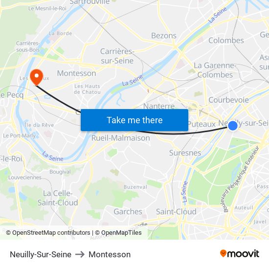 Neuilly-Sur-Seine to Montesson map