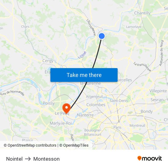 Nointel to Montesson map