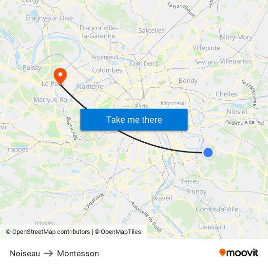 Noiseau to Montesson map
